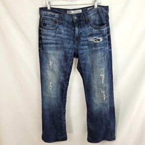 BKE Denim Carter 33R (Actual 35"x38") Straight Blue Jeans Distressed Holes